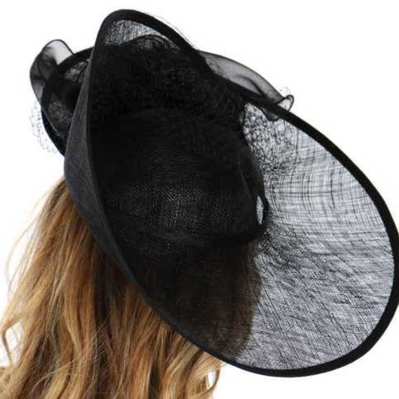 Sinamay fascinator organza flower corsage Hat - Picture 2 of 3